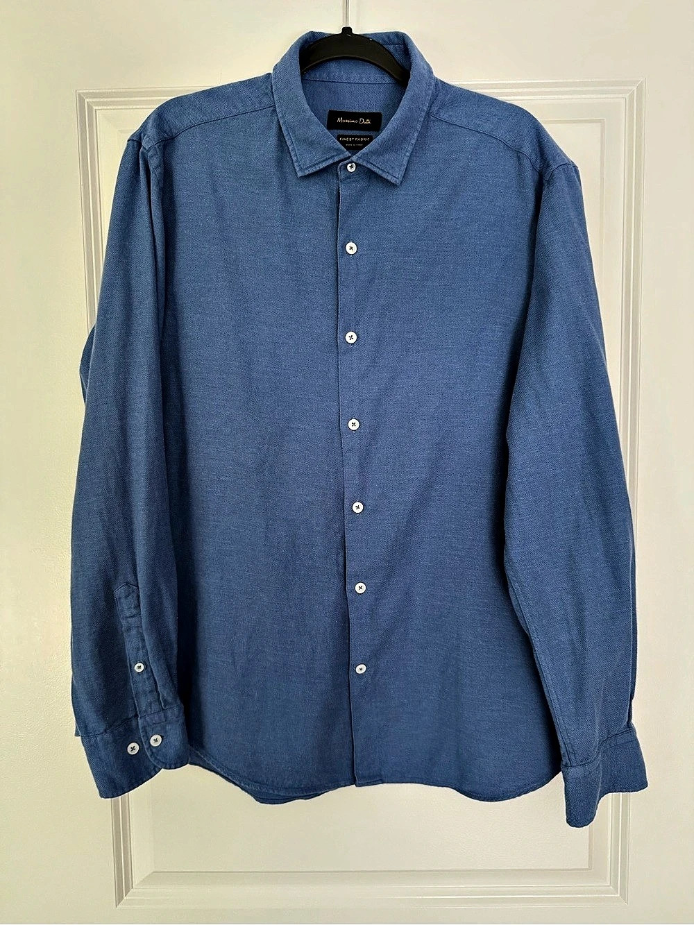 Massimo Dutti Blue Linen Cotton Button-Down Shirt Size XL
